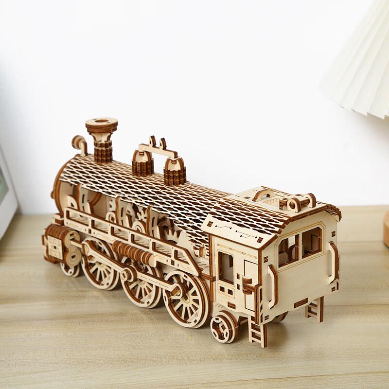 Chengchen Creation Camp Wooden Gear Steam Train 3D Puzzle