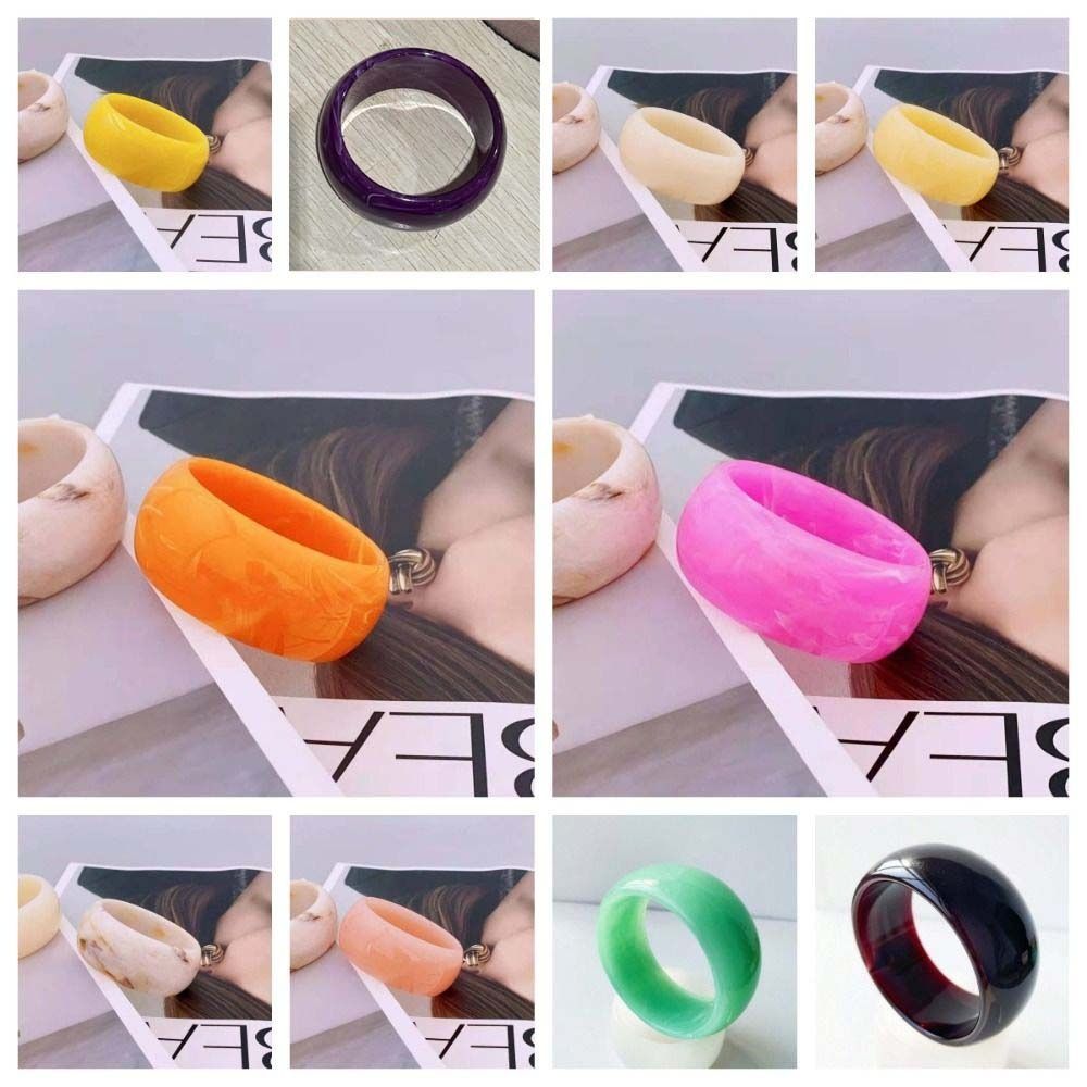 Bohemian Acrylic Open Bangle Shiny Retro  Hand Ring Exaggerated Jelly Color Wide Bracelet  Gift