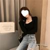 Autumn/Winter Women's Square Neck Long-Sleeve Slim Fit Solid Color Sweater - Gentle Style Two-in-One Design