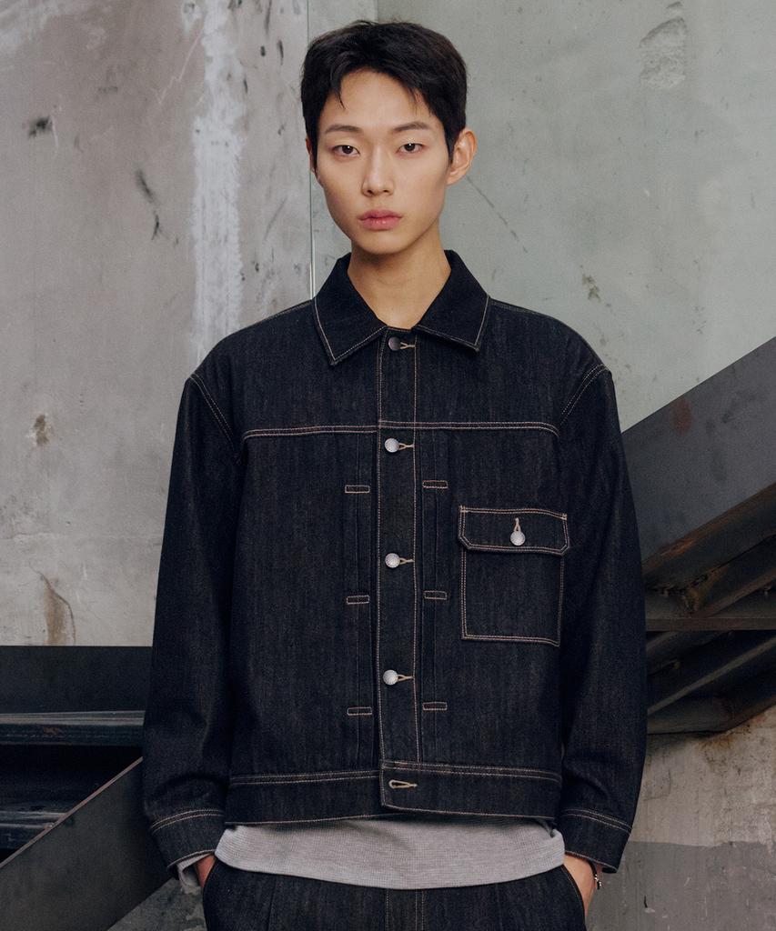 Mindbridge Black Raw Denim Trucker Jacket