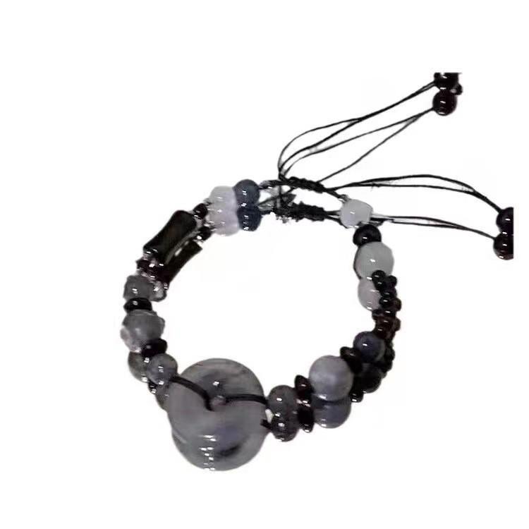 Black Beaded Highend Bracelet Exquisite Chinese Style Resin Stone