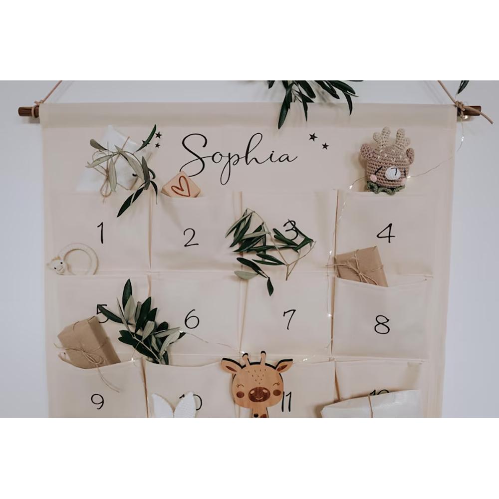 Kişiselleştirilmiş Noel Geri Sayım Advent Takvimi Çocuklar için Duvara Asılabilir Ev Kapı Dekorasyonu Kendin Yap Advent Takvimi Noel Hediyesi