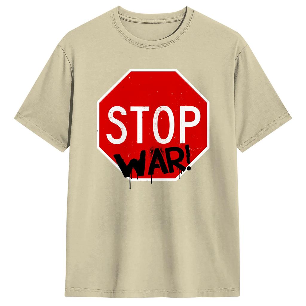 Unisex T Shirt Stop Wars TShirts Trendy Cool Summer Tee Shirt Y2K Funny 100 Cotton Tops Gift Idea