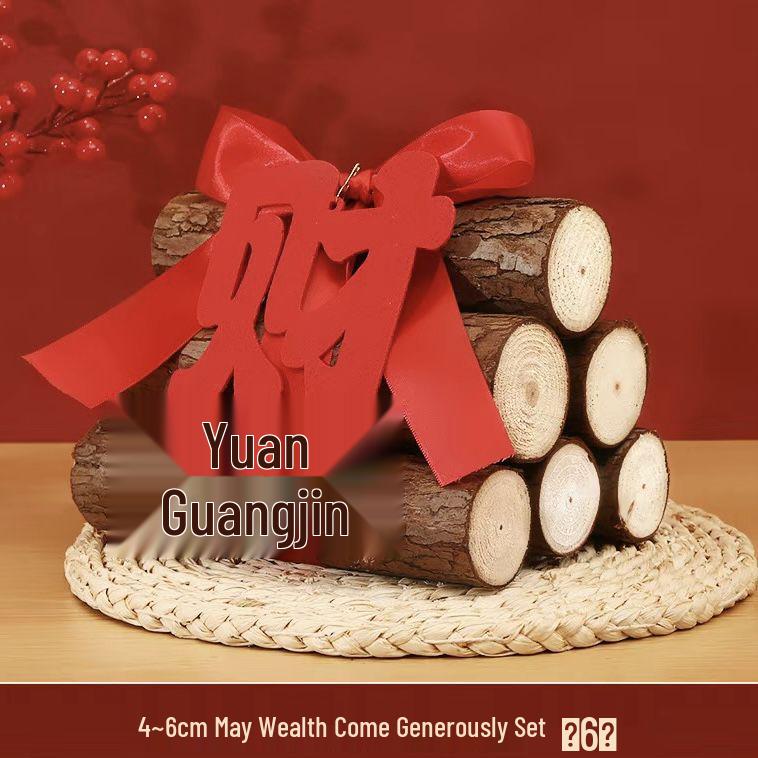 2025 Firewood Housewarming Gift Set: Joyful Ornaments & Decorations for New Home Celebrations Natural Fir 6pcs [Diameter 4-6cm, Length 18cm]