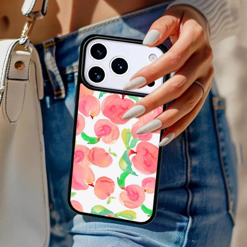 Peaches Aesthetic Phone Case For iPhone 17 Air 14 15 13 12 Max Cover For Apple 16e 11 Pro Max Plus Coque
