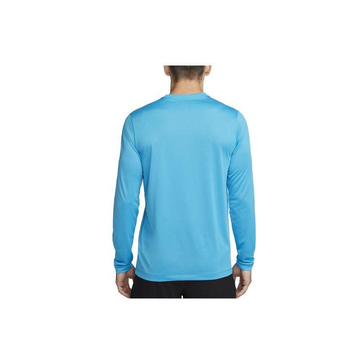 Nike Dri-FIT Legend Solid Logo Round Neck Loose Fit Long Sleeve T-Shirt Men Tops Laser-Blue DX0993-446