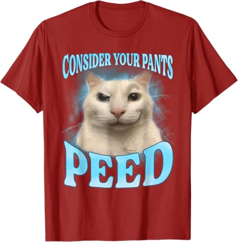 

Consider Your Pants Peed Funny Freak Cat Meme TShirt Humor Printed Women Tee Y2k Top Street Graphic Print Clothing 4XL