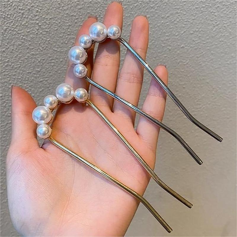 U Shaped Hairpins Pearl Alloy Waved Hair Clips Simple Metal Bobby Pins Barrettes Bridal Hairstyle Tools Accessories Wedding