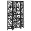 Vidaxl Room Divider, 4-Panel, Black, Solid Paulownia Wood