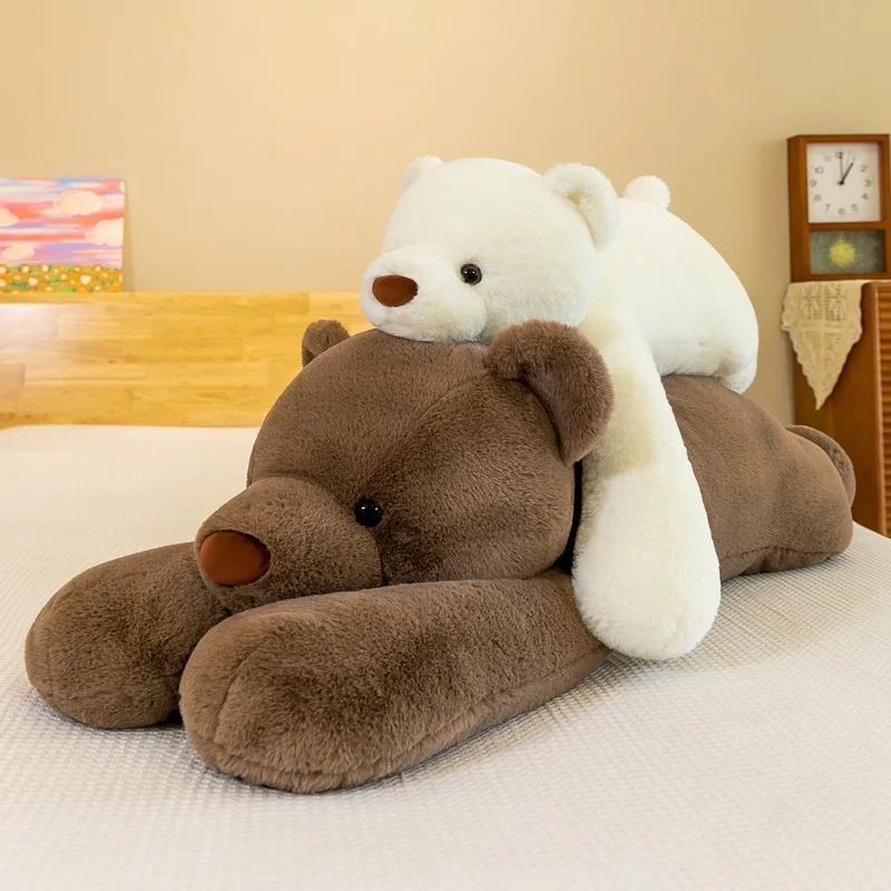 60/100CM Prone Polar Bear Brown Bear Plush Toy Arm Weighted Particle Soft Pillow To Give As a Gift To Friends