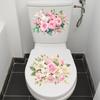 Flower Pattern Toilet Stickers Bathroom Decoration Stickers Decor Self-adhesive Wallpaper Removable PVC Waterproof Sticker