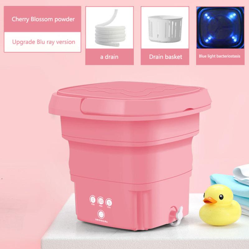 

Новая портативная складная стиральная машина с отжимной сушилкой, автоматическая автоматическая дезинфекционная мини-стиральная машина для нижнего белья, бытовая техника EU розовый
