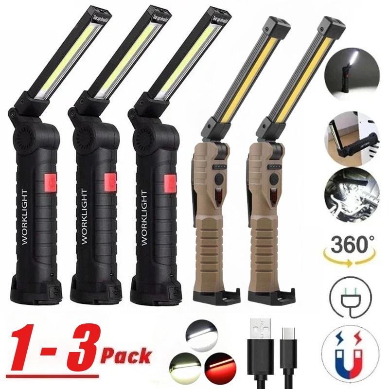 Multifunctional Folding Work Light Portable Camping Type-C Rechargeable Flashlight Built-in Battery Magnetic Lamp for Outdoor Repair Emergency Use