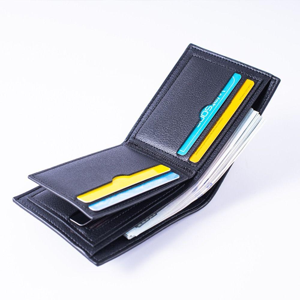 Leisure Men's Short Purse PU Leather Men's Card Holder Two Fold Wallet Men's Hand Bag