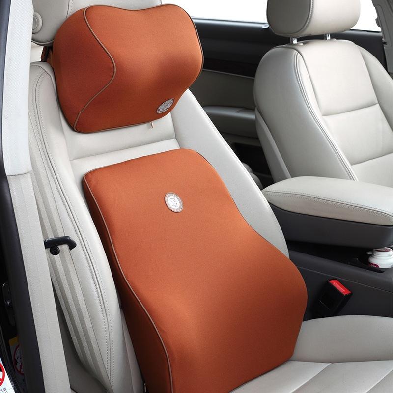GiGi Car Headrest And Lumbar Support Set, Memory Foam Lumbar Cushion, Neck Pillow for Car, Cervical Pillow, Neck Support Cushion, Coffee Color