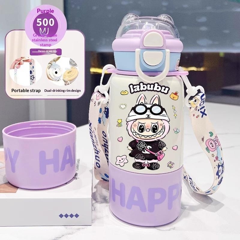 Thermos Cup Children's Double Cup Lid Water Cup Student Use School Convenient Thermal Insulation Pot