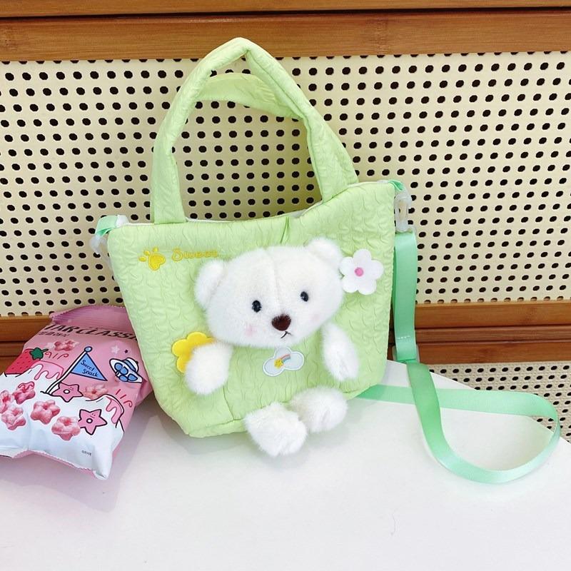 

Новая мультяшная холщовая женская сумка с мишкой, милая плюшевая кукла для девочки, сумка-тоут большой вместимости, сумка-мессенджер