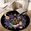 Floral Moon Phase Circular Rug - Office Decorative Carpet For Living Room Bedroom Door Mat Floor Rug Computer Chair Area Rug