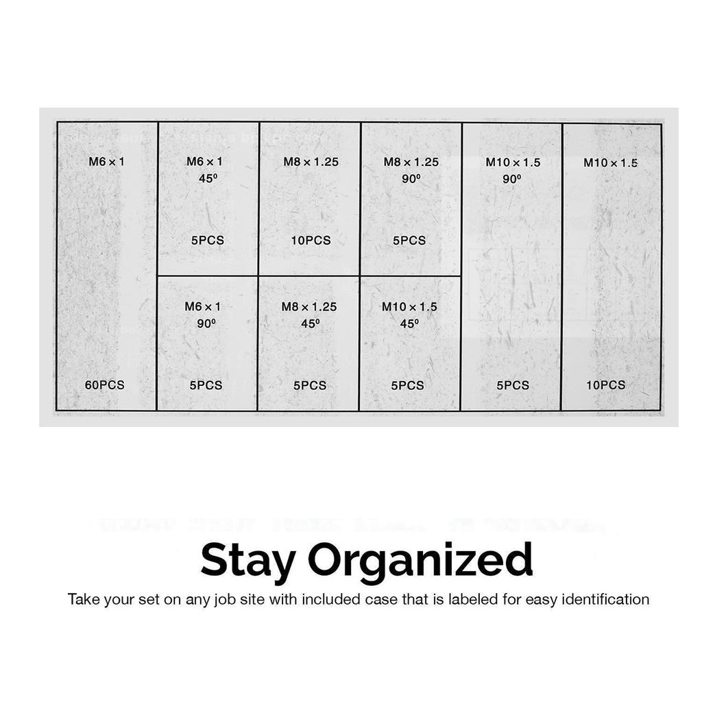 110 Pcs Grease Nipple Fittings Assortment Kit Straight 45/90° Angled Galvanized Metal Grease Nipple Set for Motorcycle Truck