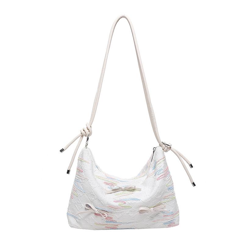 

Жіноча сумка на плече 2024 осінь нова сумка-пакет під пахву повсякденна універсальна вишита тканинна сумка великої місткості сумка для поїздок на роботу білий