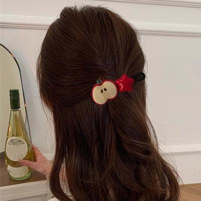 4Pcs Girl Hairpin Red Fruit Slice Decor Hair Clips Smooth Surface Rounded Edges Lightweight Hair Pins Hair Accessories