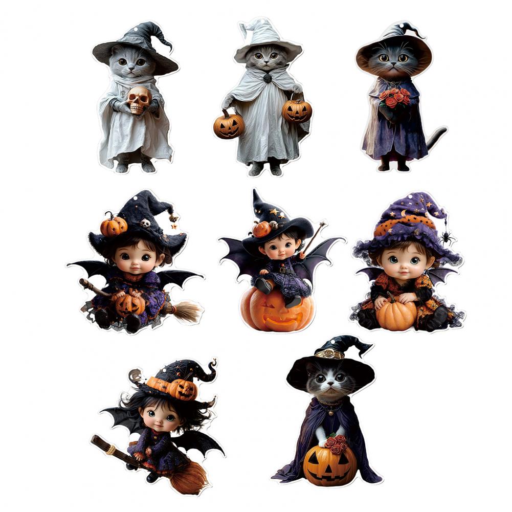 Halloween Car Ornament Halloween Themed Car Charm Halloween Cartoon Witch Cat Car Mirror Hanging Decoration for Rearview