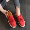 Foreign trade wish new women's shoes hollow large size fringed round head two-color splicing stitching casual  shoes