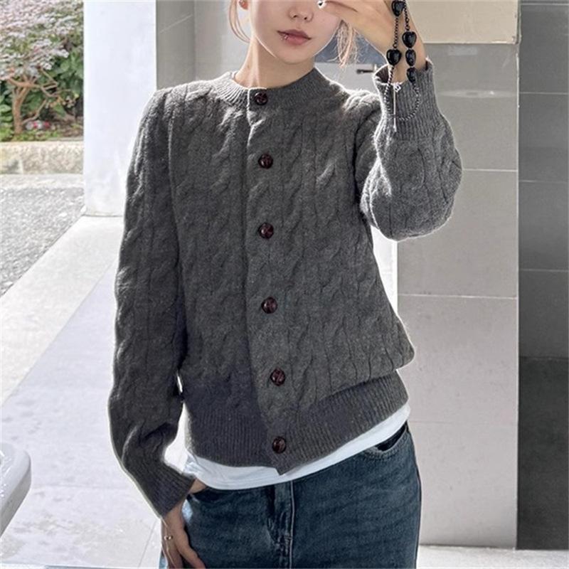 

Женский осенне-зимний серый свитер крупной вязки, уютный кардиган в корейском повседневном стиле, свободного кроя One Size серый