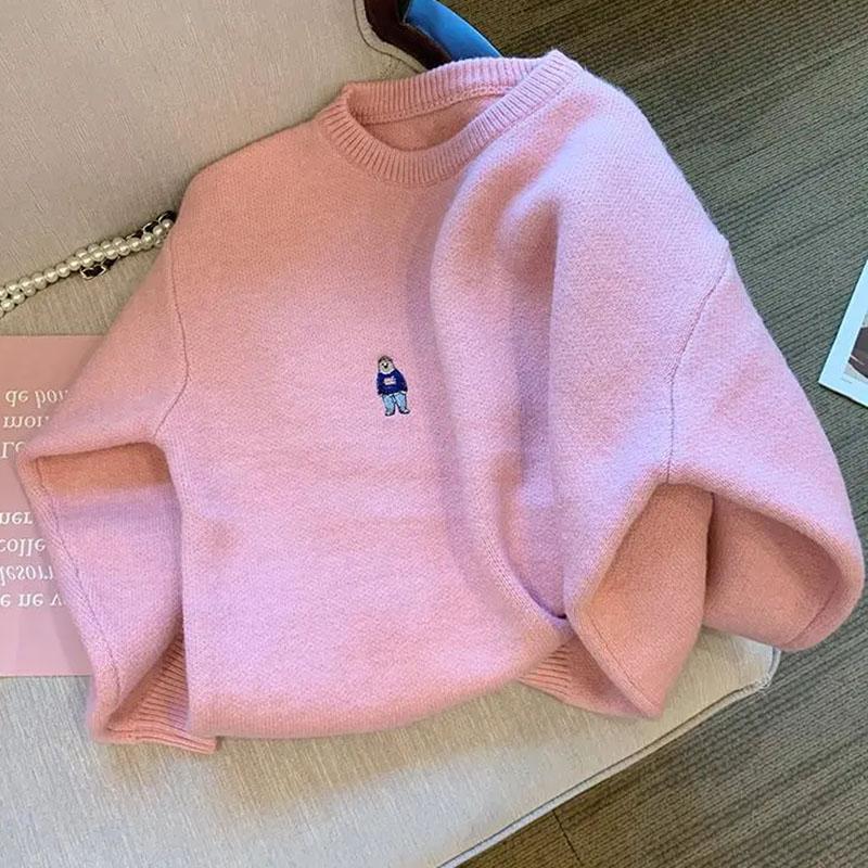 Pullover für Damen Herbst Winter Verdickter Pullover Warm Gestrickt Dehnbar Langarm Oversize Jumper Oberteile