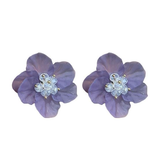 

1 пара висячих серег, простые геометрические серьги-гвоздики с фиолетовым цветком и сердцем M