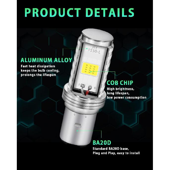 BA20D H616 COB 12W LED Aluminium Bulbs White Motorcycle Lights Bulb Backup Signal Blinker Stop Brake Tail Motorbike Light Bulbs Battery Car LED