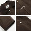 Unisex Oversized Retro Deconstructed Cotton Puffer Jacket With Snap Button Suede-Like Fabric Winter Warm Outerwear