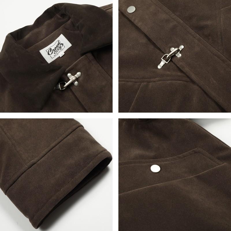 Unisex Oversized Retro Deconstructed Cotton Puffer Jacket With Snap Button Suede-Like Fabric Winter Warm Outerwear