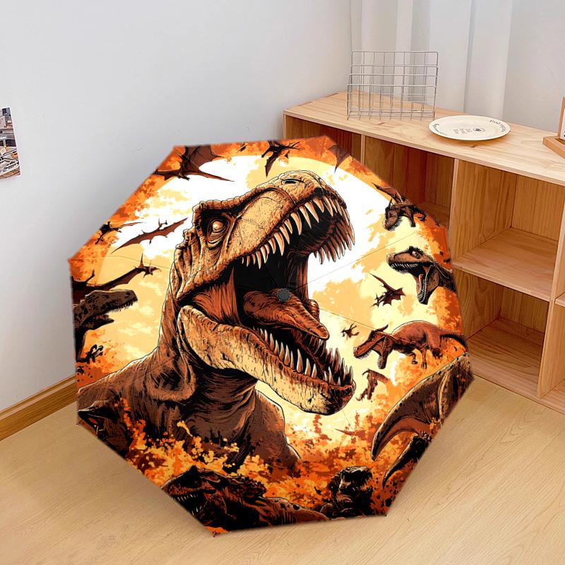 1 szt. Automatyczny Składany Parasol - Wzór Tyranozaur Rex, Przenośna i Składana Konstrukcja z 8 Żebrami, Prezenty Świąteczne i Urodzinowe
