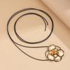 PuRui Gothic Unique Black Leather Wax Thread Adjustable Necklace Women Black Lace Dripping Oil Flower Pendant Banquet Zircon