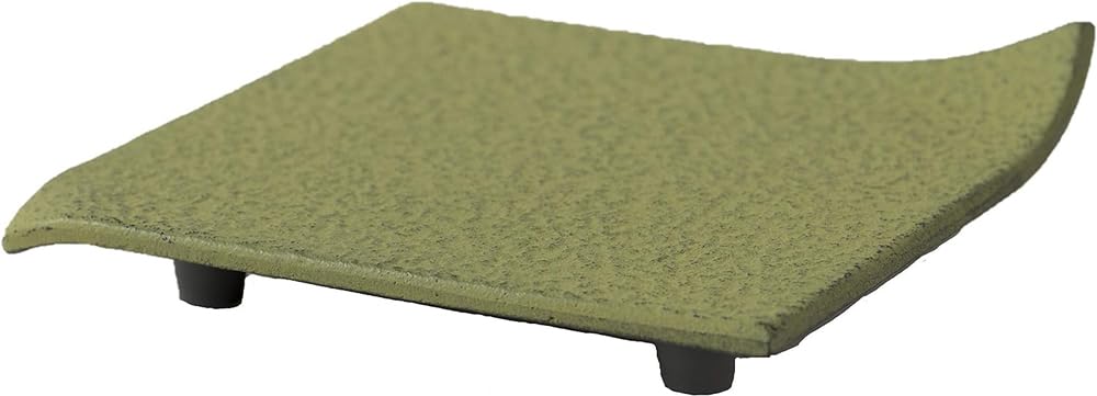 

Iwachu Nanbu Ironware Kettle Stand, Square, Light Green, 11 x 11 cm, 17432