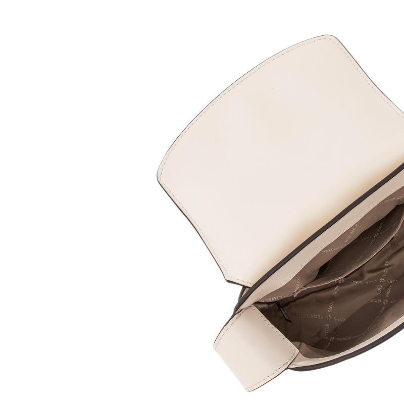 Michael Kors Mk Lyra Flap Magnetic Closure Logo Charm Leather Crossbody Bag Small Women bags Beige 35F4G1YC1L-2171