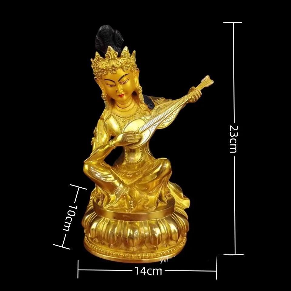 Feng Shui Copper Nepalese Painted Heavenly Female Miaoyin Buddha Mother Home Decor