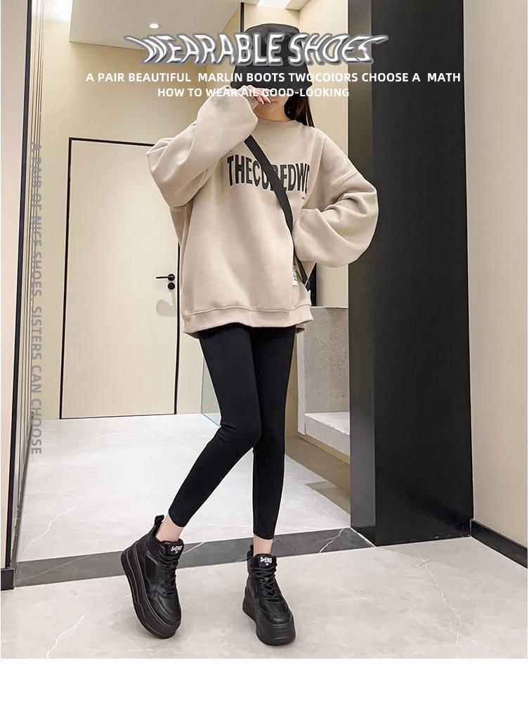 Women's High-Top White Velvet Leather Sneakers, 2023 Trendy Thick-Soled Platform for Height Enhancement