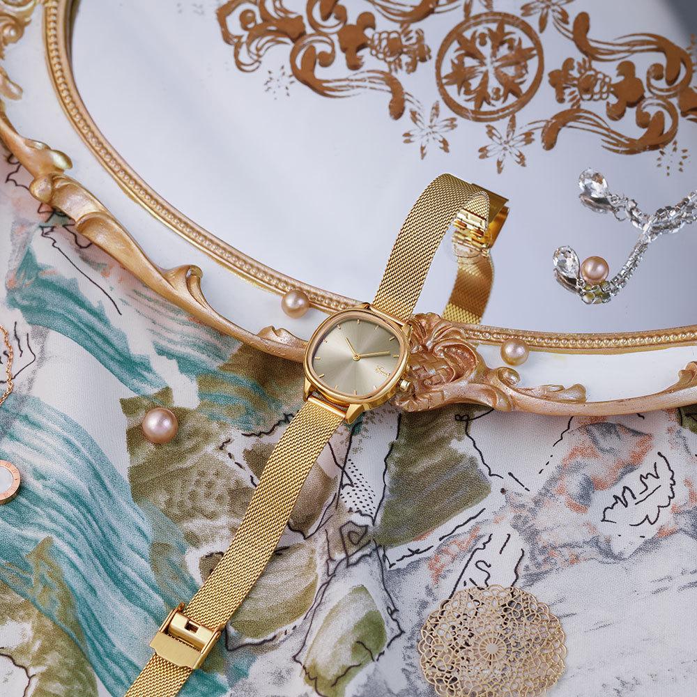 Mały Złoty Zegarek Nowy Styl Ins Niche Design Damski Zegarek Lekki Luksusowy Zegarek dla Kobiet