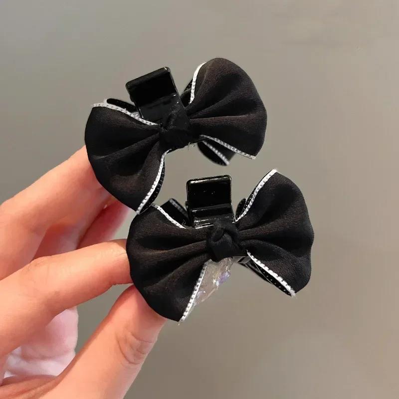 2pcs Small Size Bangs Grip Clip Fluffy Broken Hair Claw Women Girls Bangs Side Clip Hair Claw Small Size Bow Hair Clip Headdress