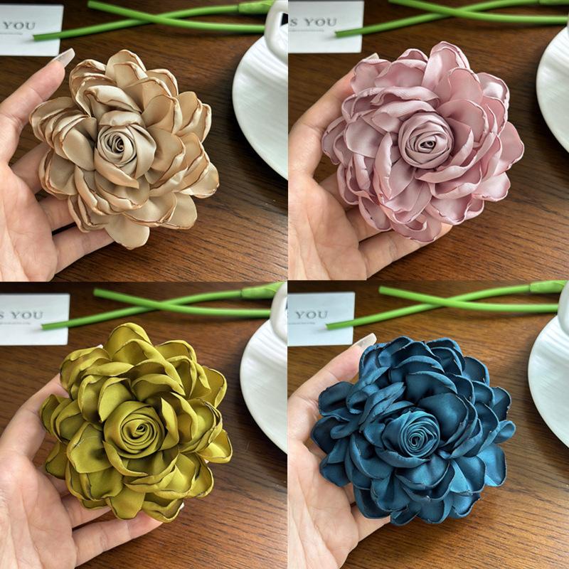 Elegant Korean Style Big Size Cloth Camellia Flower Brooch For Women Girls Fashion Classic Party Wedding Corsages Pin Gift