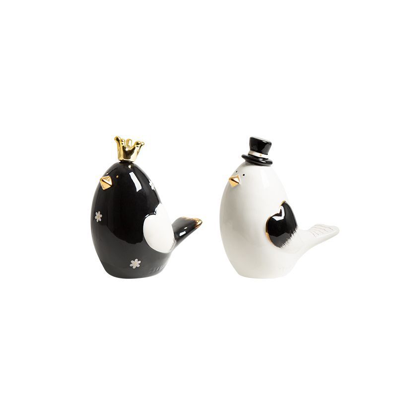 Creative Modern Cartoon with A Pair of Bird Ceramics Figurines Home Decoration Accessories Decoration Crafts