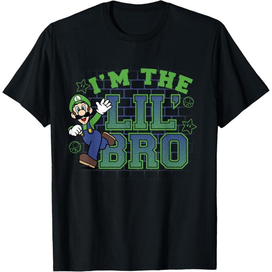 Super Mario I m the Lil  Bro Luigi Action Pose Green Text T-Shirt XXXXXL чёрный