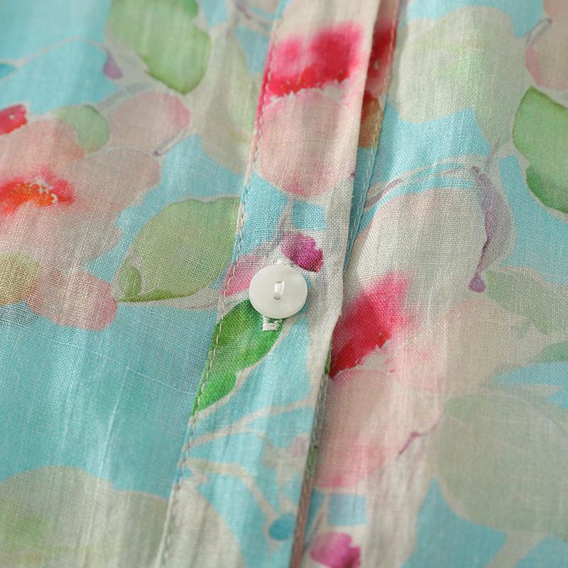 DIMANAF New Plus Size Women Floral Tops Shirts Tees Casual Loose Blouse Autumn Print Cotton Long Sleeve Button