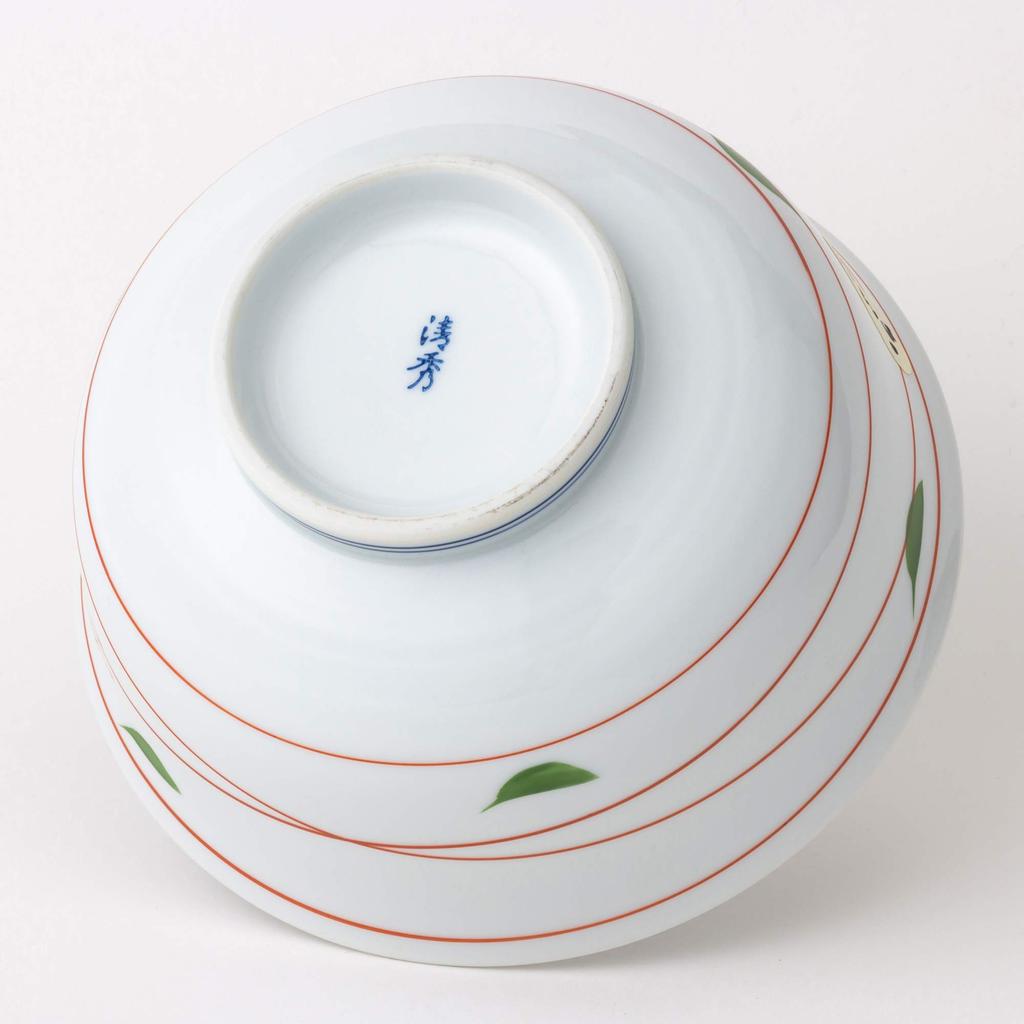 Hasami Ware Lightweight Rice Bowl with Random Line 16cm Microwave and Dishwasher Made In Product Number 41739 Pattern, Diameter, Safe, Japan,