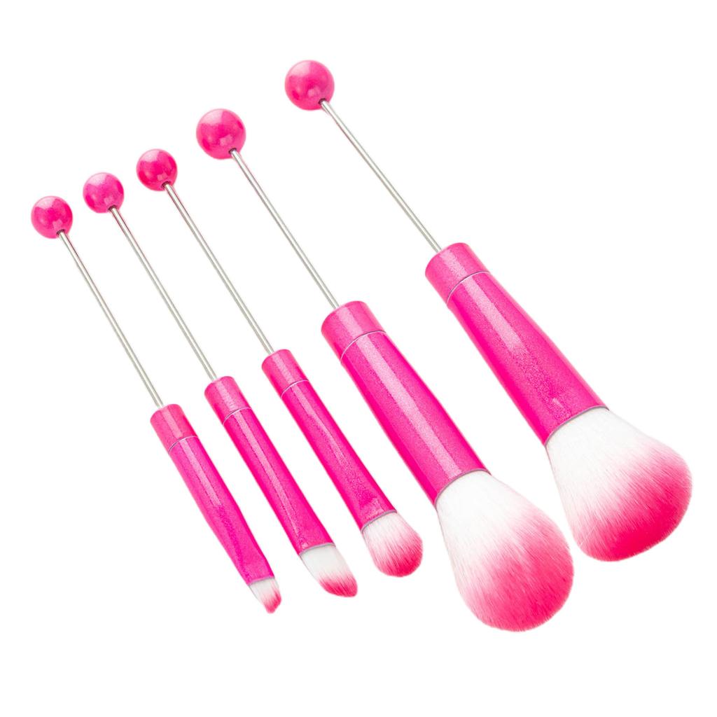 5pcs/set Makeup Brushes Metal Handle Beaded Makeup Brush with Soft Bristles for Makeup DIY Brush Eye Makeup Accessories