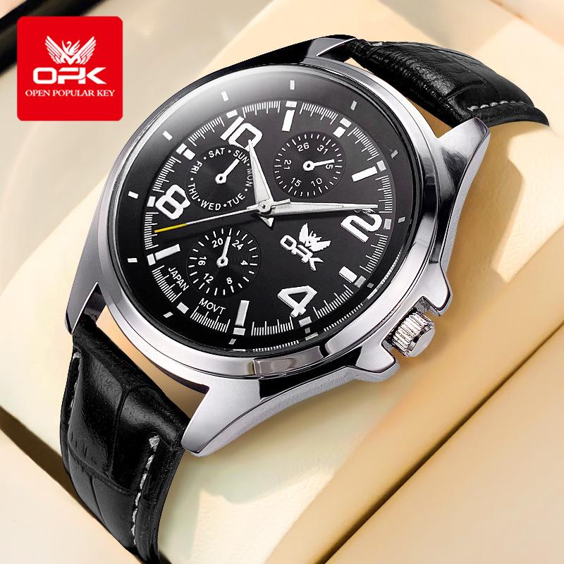 OPK 6017 Classic Simple Men Business Style Watch Waterproof  Luminous Stainless Steel Watches Hot Sale Male Quartz Wristwatches