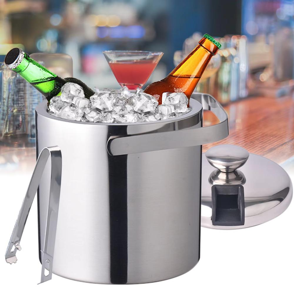 304 Stainless Steel Bar Insulated Ice Bucket 3.0/1.3 L Drink Chilling Barrel  KTV