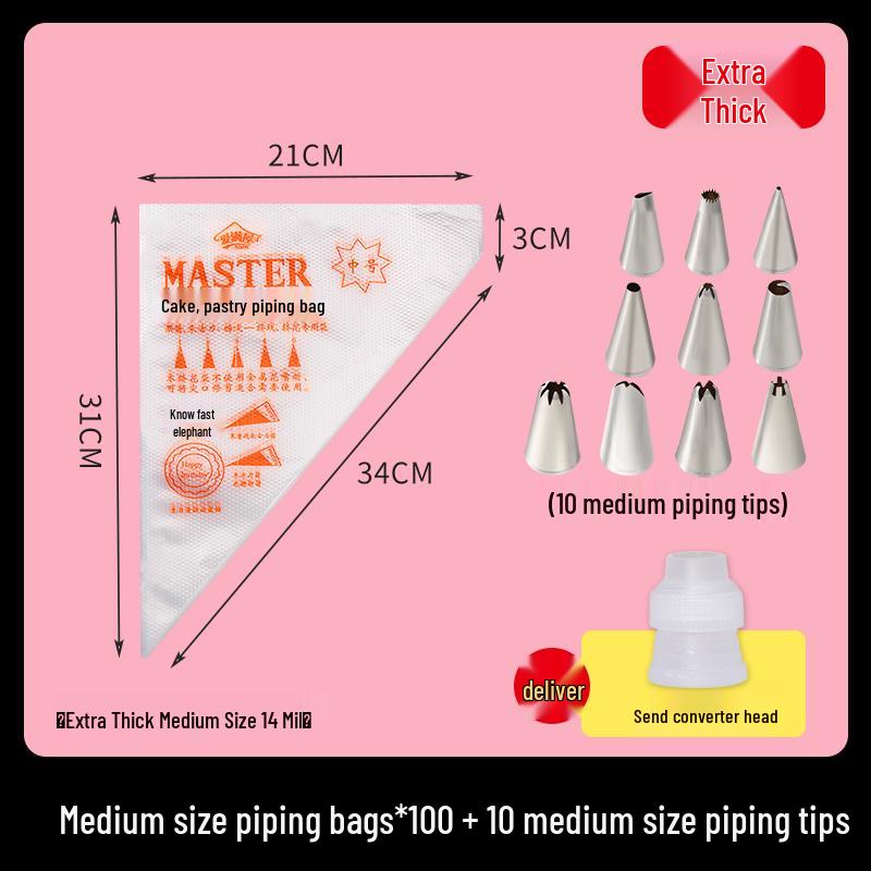 Disposable Food-Grade Piping Bag and Tip Set for Baby Food and Baking